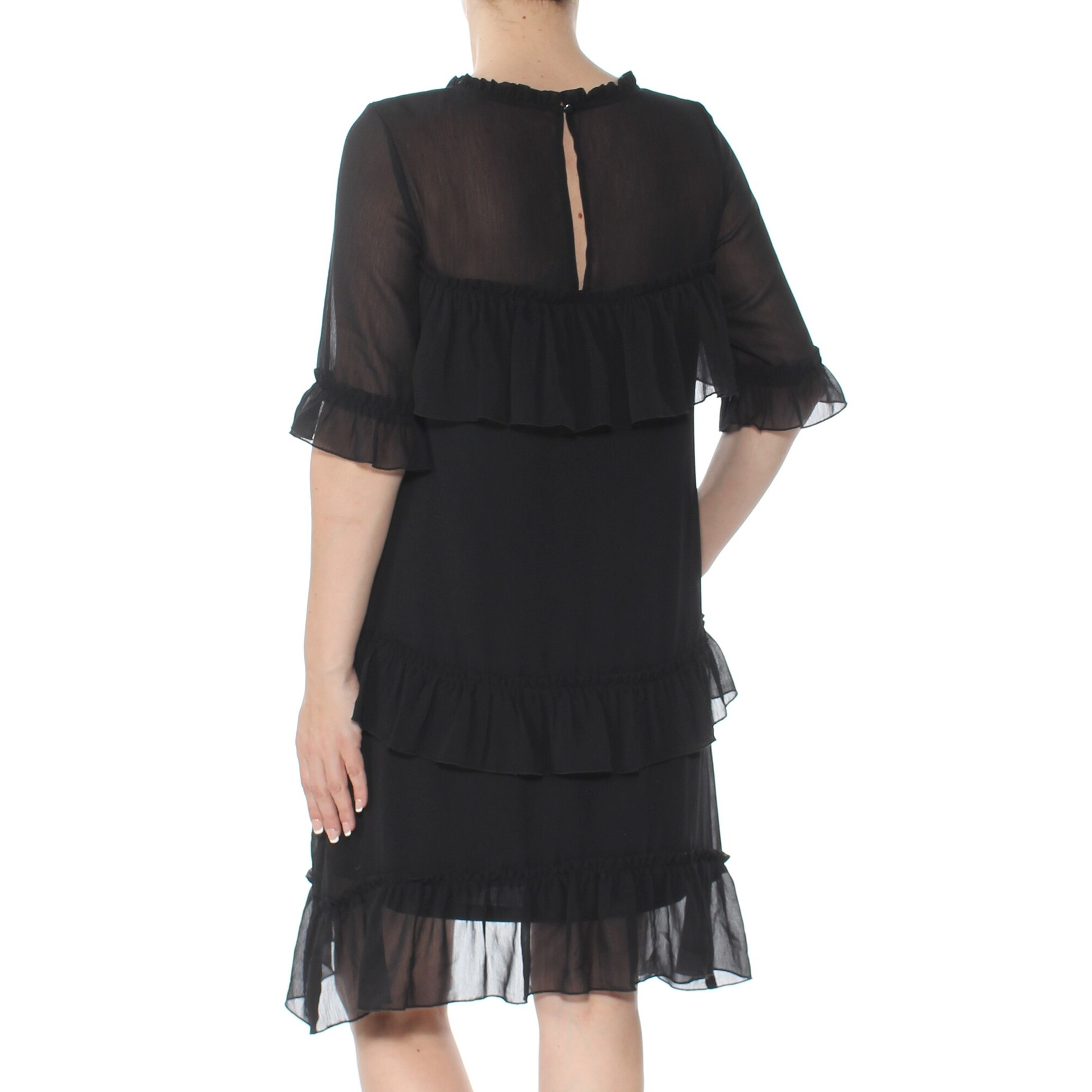 black chiffon ruffle dress