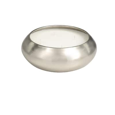 Metal Sweet Bamboo Scented Wide Dome Shaped 60 oz 4 Wick Decorative Candle with White Wax - Silver - Roche River Decor