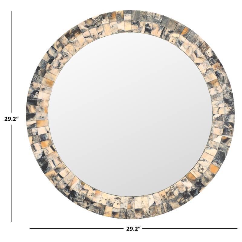 SAFAVIEH Home Lori 29.2-inch Round Antique Green/Horn Resin/MDF Mirror - Antique Green/Horn - 29.2"W x 0.75"D x 29.2"H