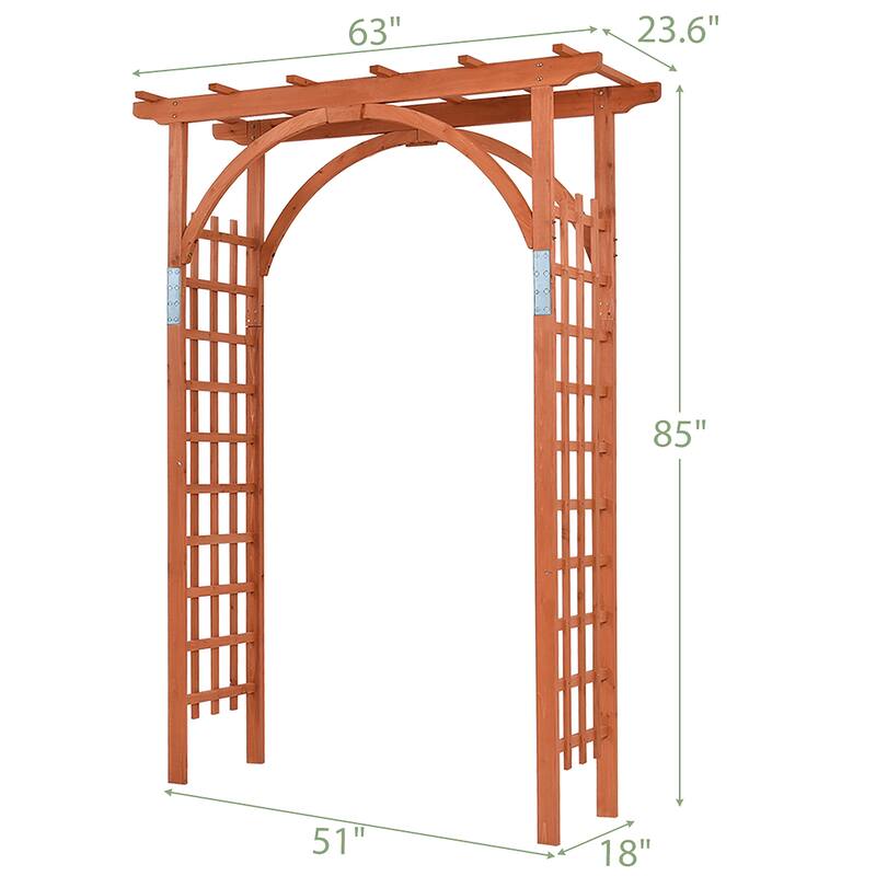 84.5" Outdoor Wood Arbor Natural Finish Arch Trellis Pergola Lattice