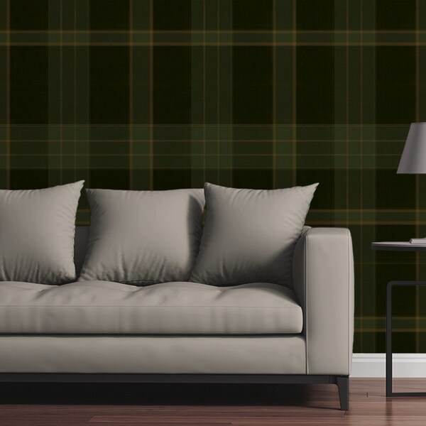 Shop Great Big Canvas Removable Wallpaper Tile Tartan Plaid in Hunter
