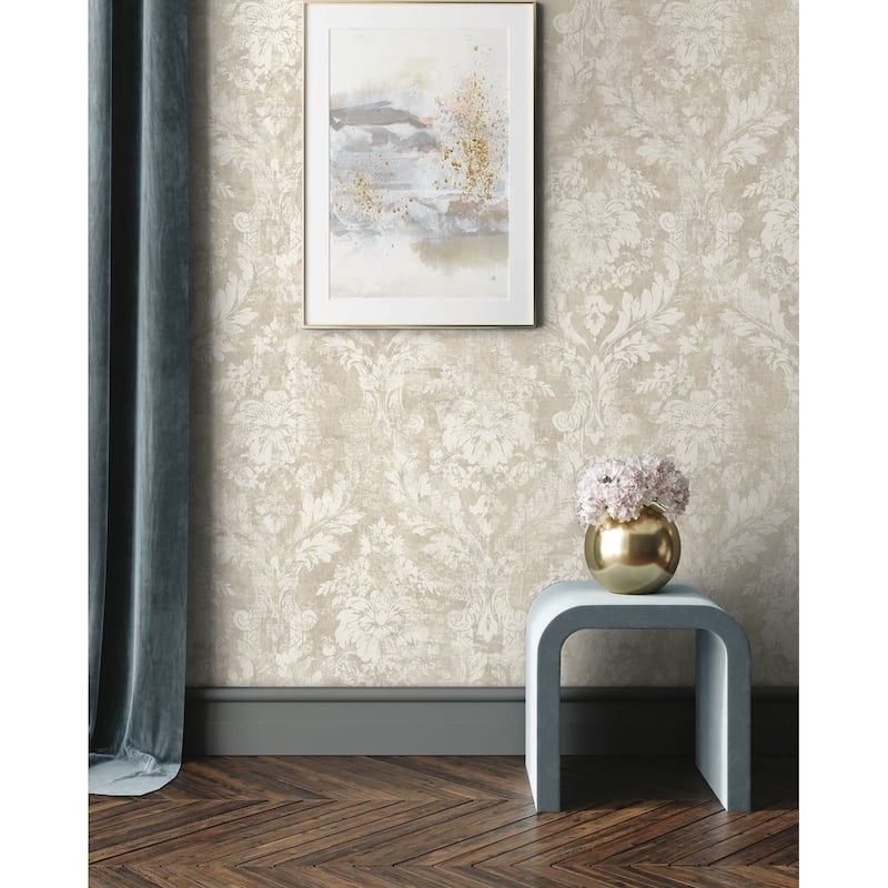 Seabrook Deigns Everdeen Damask Unpasted Wallpaper - 27 in. W x 27 ft. L bolt 60.75 sq. ft.