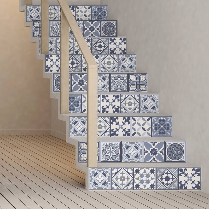 Walplus Lisbon Blue Tile Stickers Peel and Stick Wall Sticker Decal 6"x6"