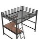preview thumbnail 17 of 15, Full Size Loft Metal&MDF Bed with Desk and Shelf