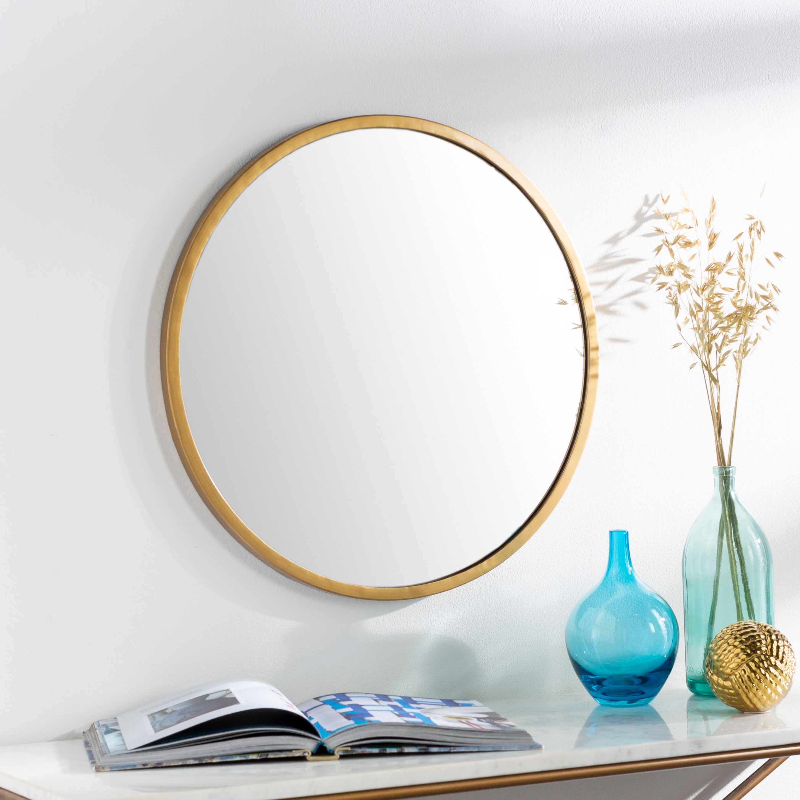 Artistic Weavers Clarissa Classic Modern Gold Distressed Round Mirror On  Sale Bed Bath  Beyond 31686493