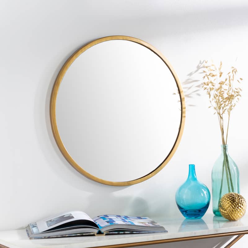 Artistic Weavers Clarissa Classic Modern Gold Distressed Round Mirror - 40"H x 40"W - Gold