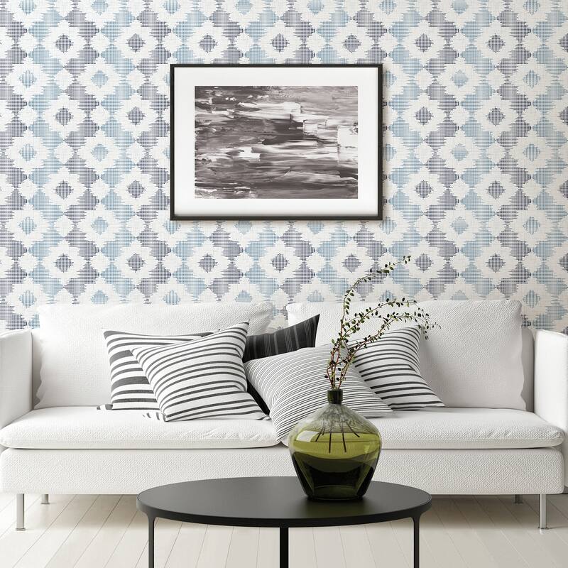 A-Street Prints Babylon Blue Abstract Floral Wallpaper