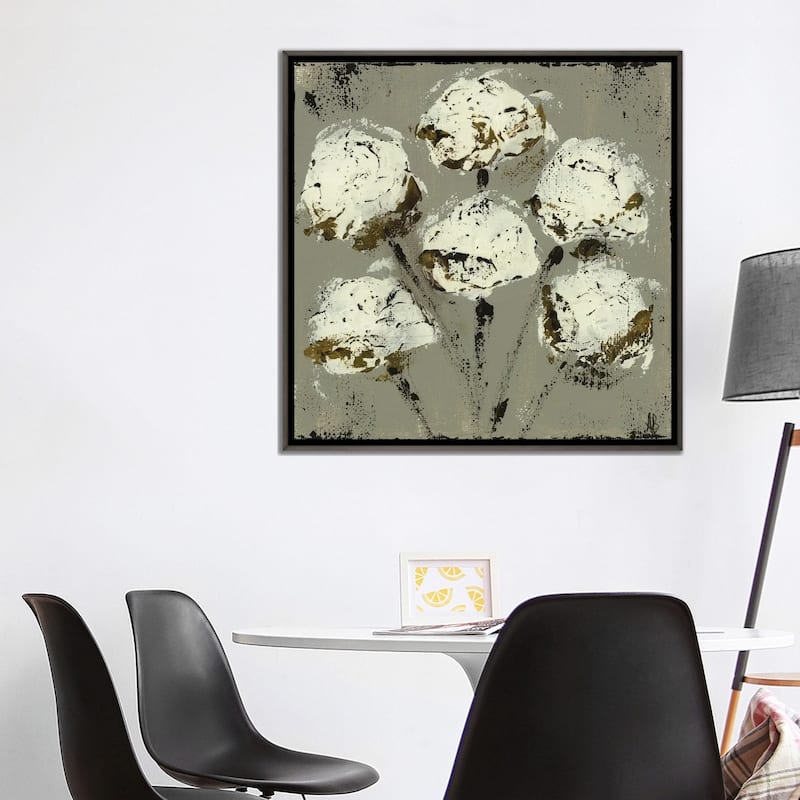 iCanvas "Grey Cotton Stems" by Ashley Bradley Framed