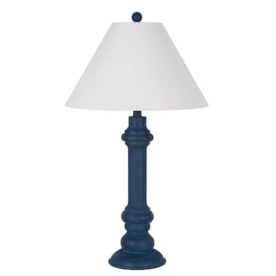 Polyresin 30" Table Lamp with Linen Shade, Navy (Set of 2)