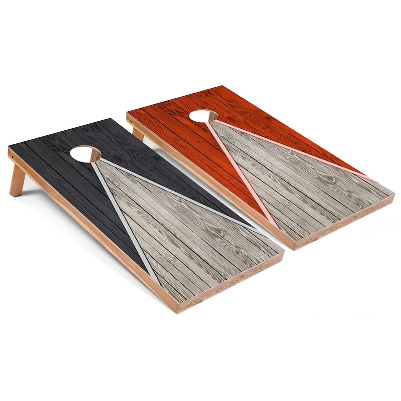 Dark Grey and Orange Pyramid Cornhole Boards with Case & Lights - 16 Years and Up