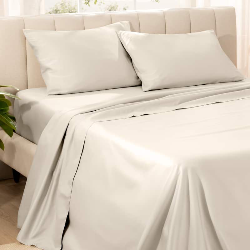 Bare Home Organic Cotton Sheet Set - Silky Smooth Sateen Weave - King - French Beige