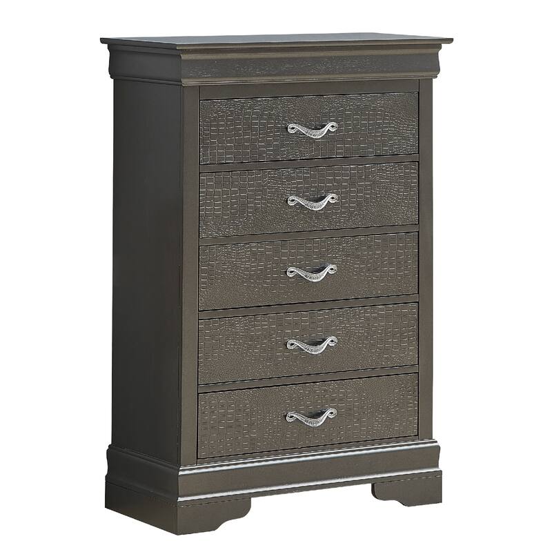 5-Drawer Wooden Bedroom Chest - 48" - Metallic Black