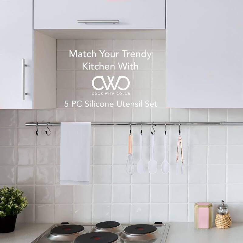 COOK WITH COLOR Silicone Kitchen Utensil Set Nonstick Safe, Easy-Clean Cooking Tools, Aqua