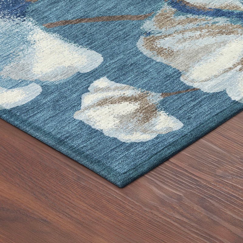 Machine Washable Indoor/ Outdoor Floral Love Chantille Rug