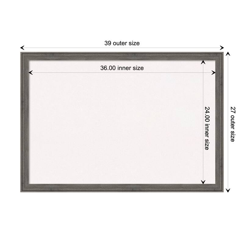 Regis Barnwood Narrow Wood Framed White Corkboard Bulletin Board - Regis Barnwood Grey Narrow - Board Size 36x24