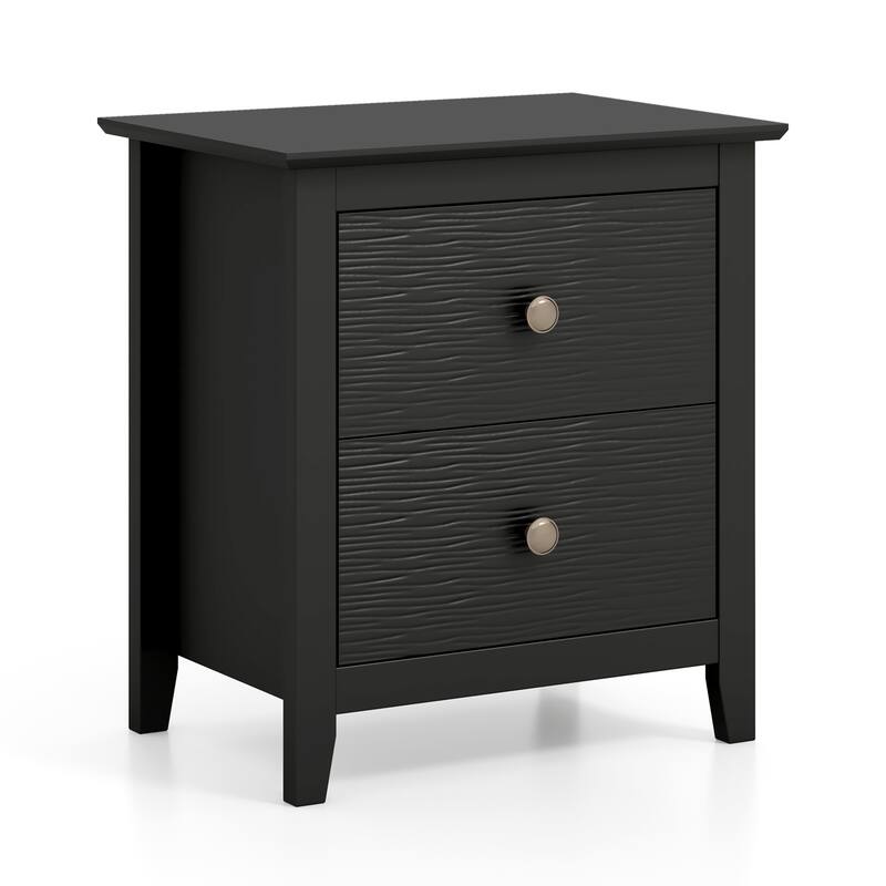 Gymax Modern Nightstand w/ Storage 2 Drawers & Support Legs for