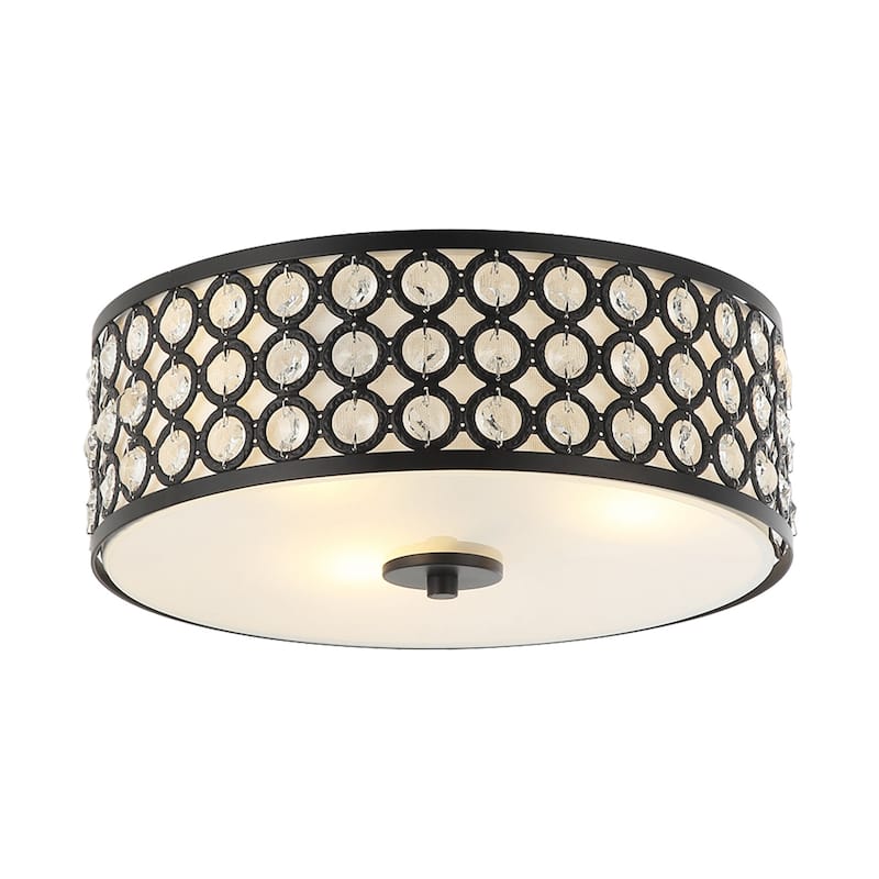 Modern 3-Light Crystal Flush Mount Black Ceiling Light