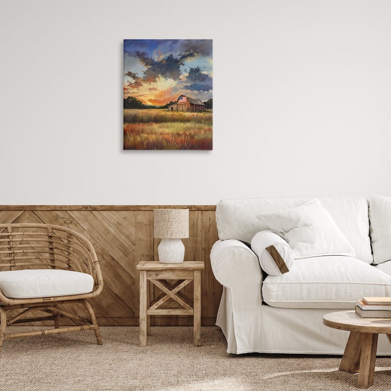 Stupell American Barn at Sunset Canvas Wall Art Design By Arlington Prints