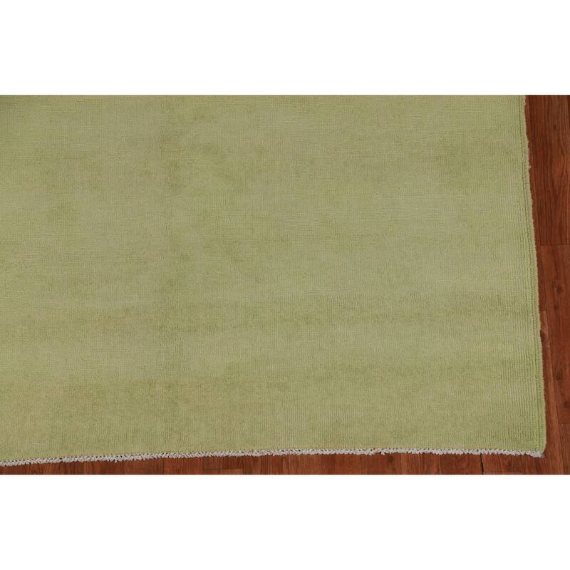 Hand Knotted Oriental 100% Wool Carpet Modern Solid Green Gabbeh Area Rug - 9' 8'' X 5' 3''