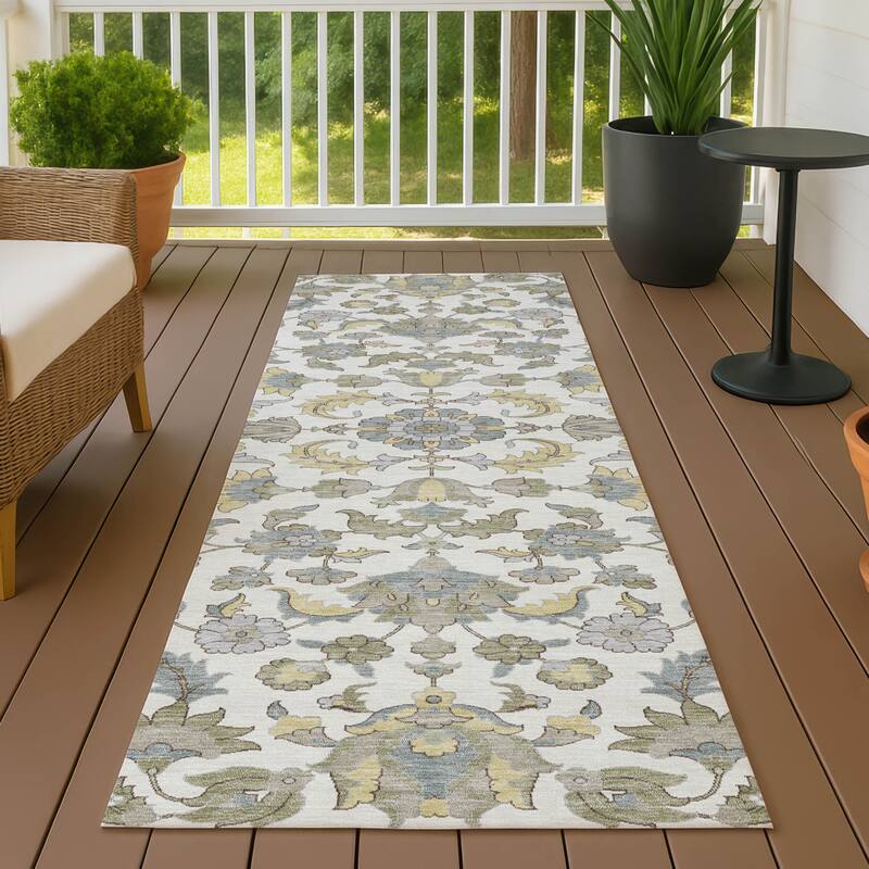 Machine Washable Indoor/ Outdoor Traditional Lanelle Chantille Rug - Ivory - 2'3" x 7'6"