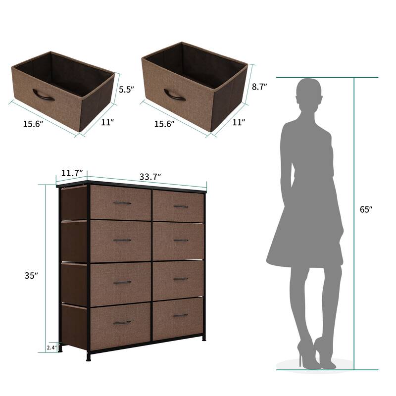 Modern Wide Dresser Storage Tower with 8 Drawers