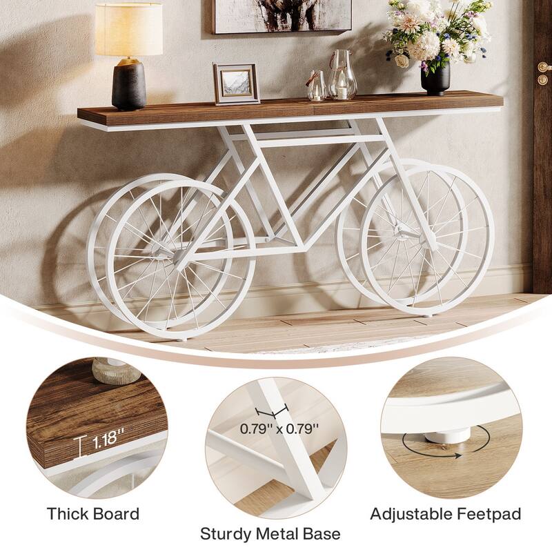70.9 inch Extra Long Console Table with Bicycle Base, Narrow Sofa Table Industrial Entryway Table