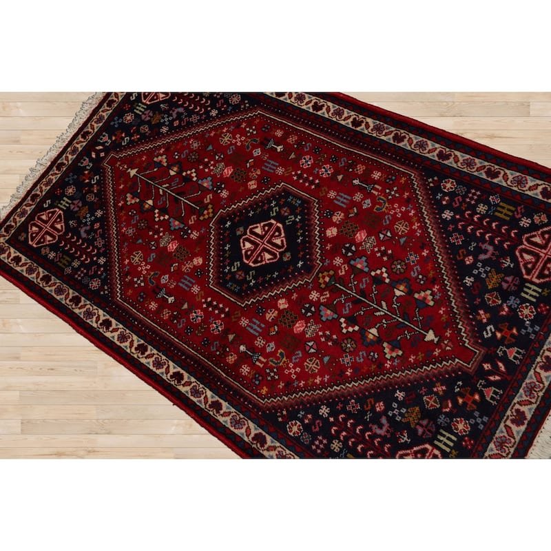 2'9''x4'3'' Hand Knotted Silk Red Abadeh Traditional Rug - 2' 9'' x 4' 3''