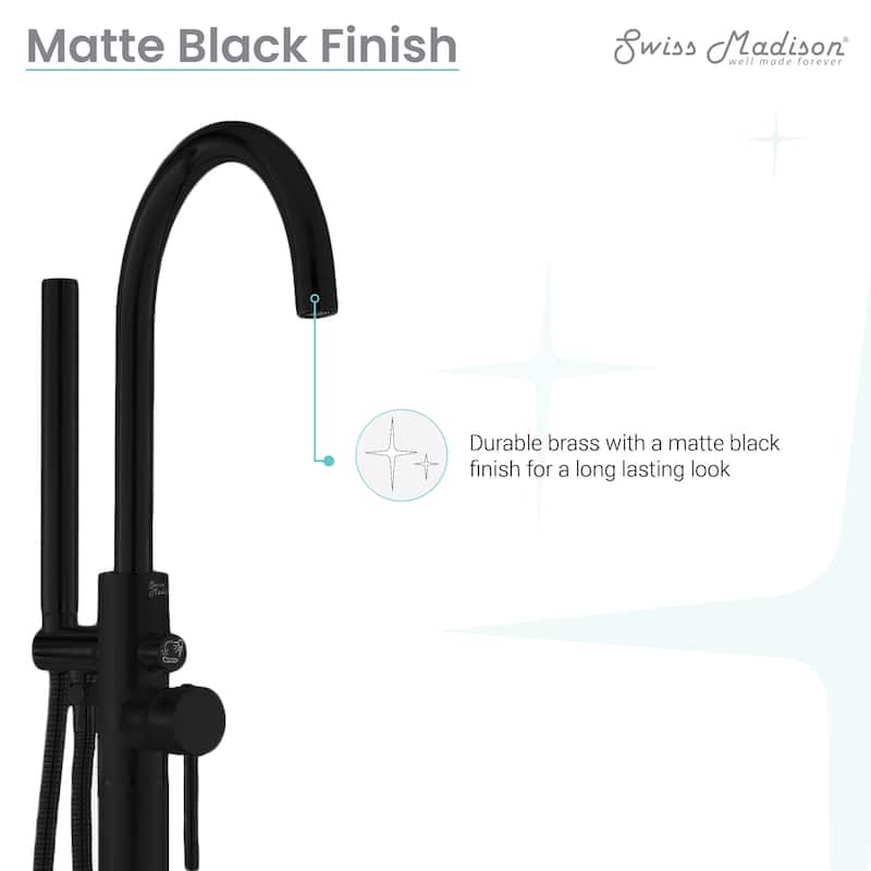 Dieppe Freestanding Bathtub Faucet In Matte Black - 14x37