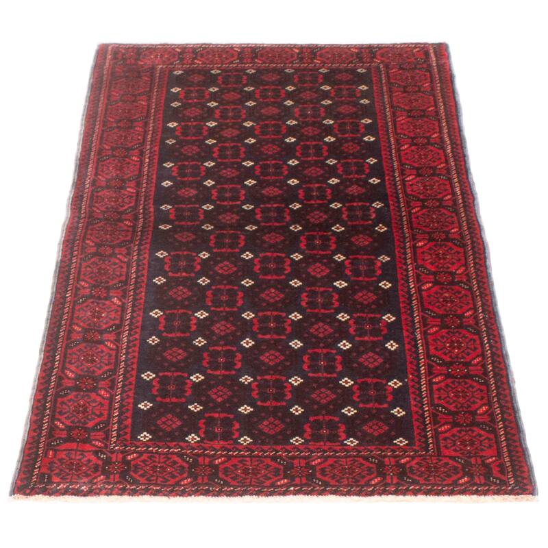 ECARPETGALLERY Hand-knotted Royal Baluch Navy, Red Wool Rug - 3'4 x 6'1