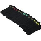 6 Pack Mens DC Shoes Black Quarter Crew Socks