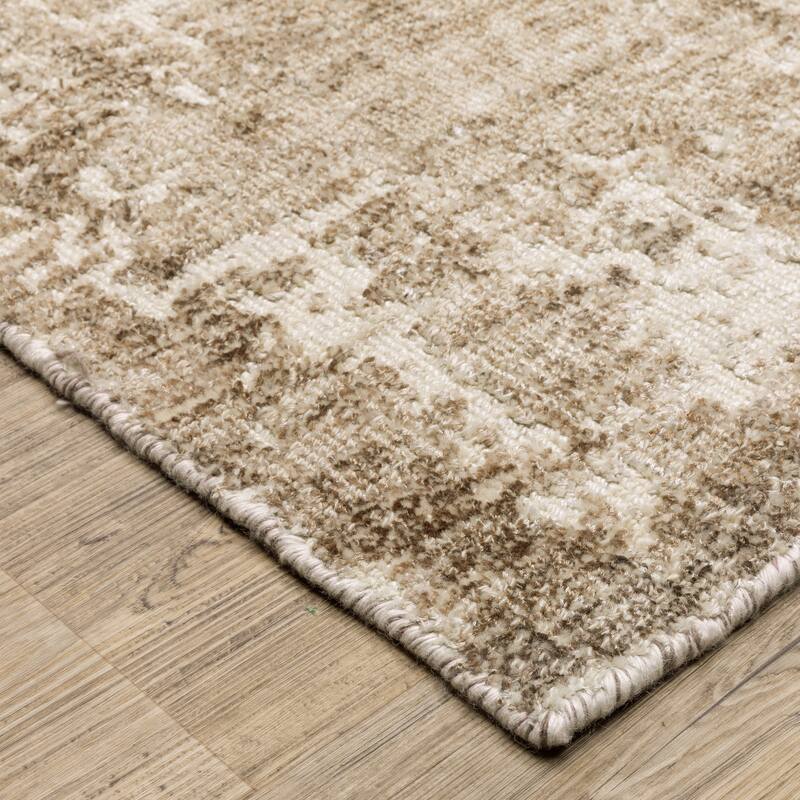 Somerset Textured Abstract Brown/ Beige Hand-made Wood Blend Area Rug