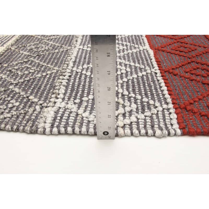 ECARPETGALLERY Braid weave Sienna Grey Wool Rug - 5'0 x 8'0