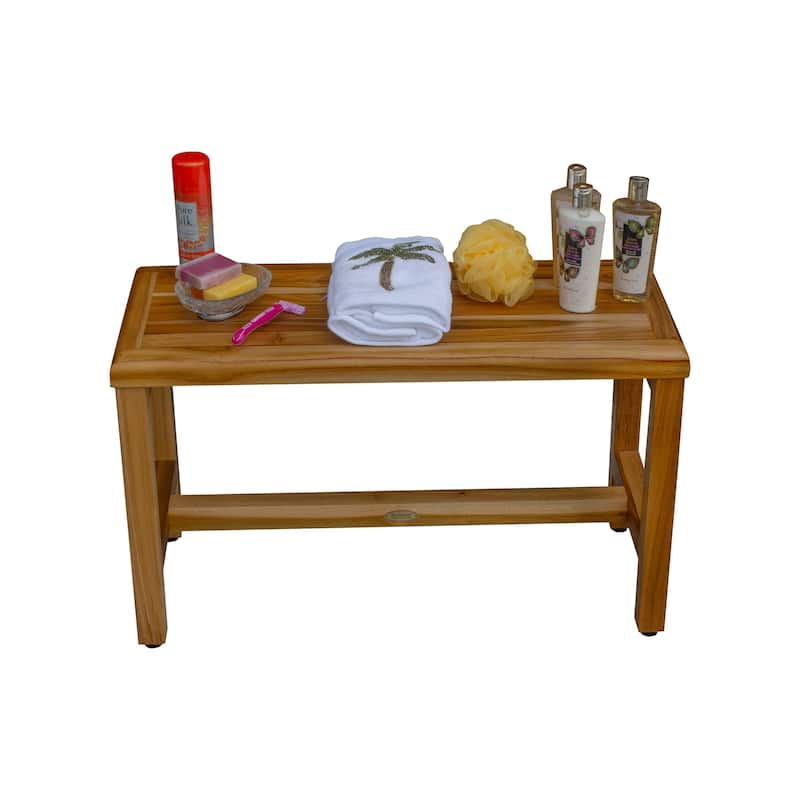 EcoDecors Eleganto 30" Solid Teak Shower Bench - EarthyTeak Finish
