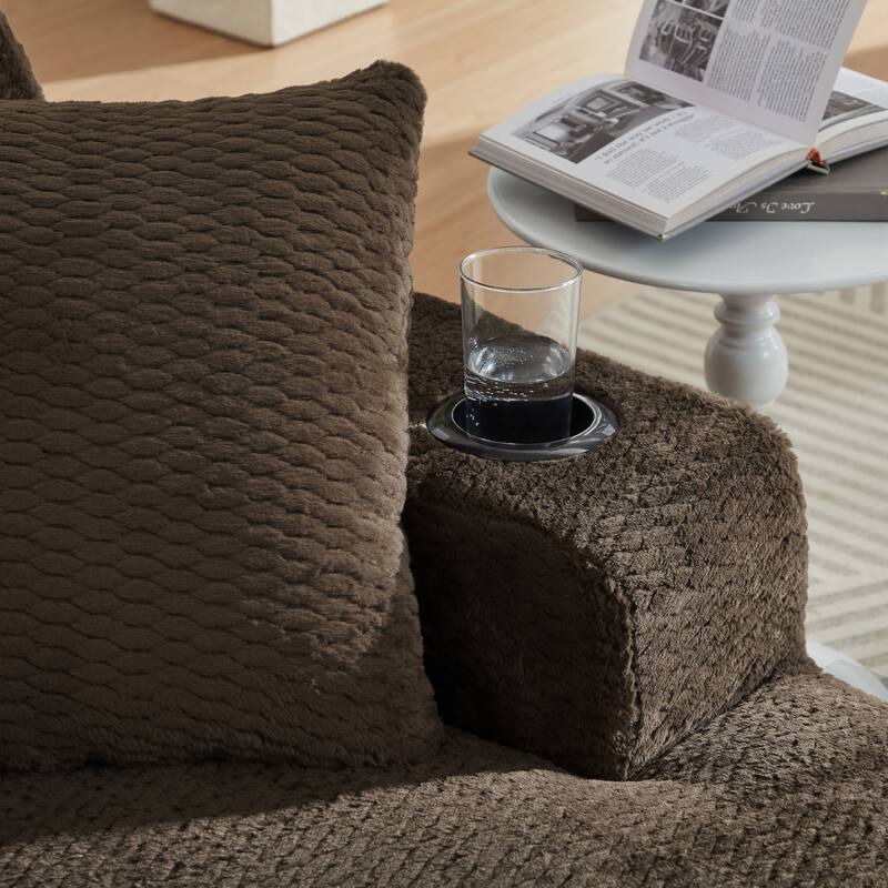 Comfy Sleeper Sofa Single Chaise Lounge w/ Cup Holders & Side Pockets
