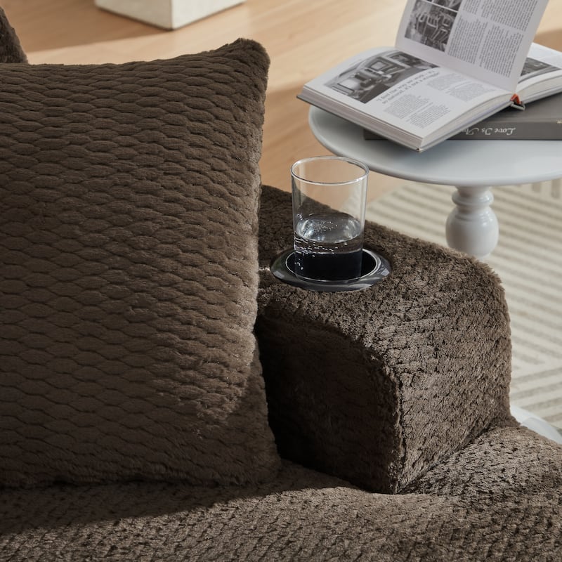 Oversized Chaise Lounge Chair Indoor, No Assembly Sleeper Sofa with Faux Fur Upholstery for Living Room or Office