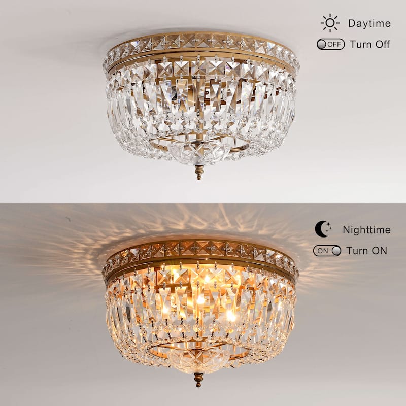 Elisa Crystal Basket Flush Mount Chandelier