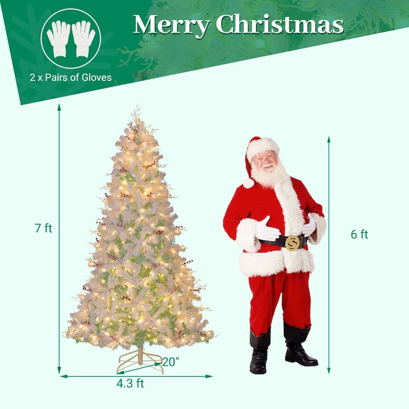 Costway 6 FT Pre-lit Artificial Christmas Tree with 599 Branch Tips & - Peacock Blue & White
