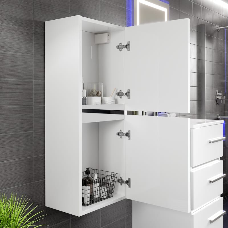 Eviva Olivia 12"W x 8"D x 24"H White Wall-Mounted Linen Cabinet