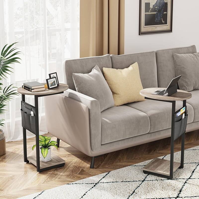 C Shaped End Table - 15.7"D x 12.6"W x 25.6"H