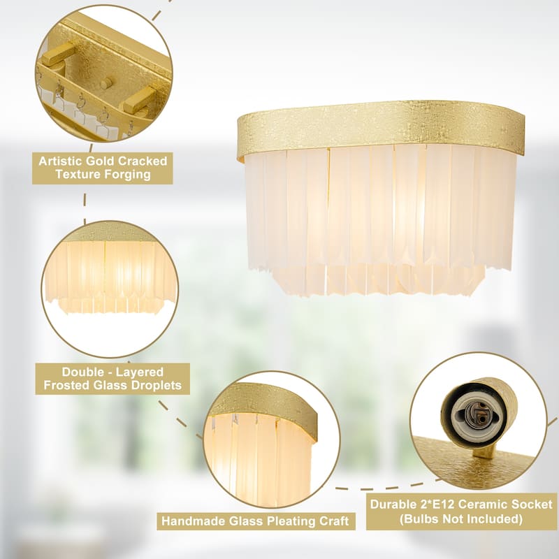 2-Light Wall Sconce with Frosted Triangular Glass Shade Modern Design