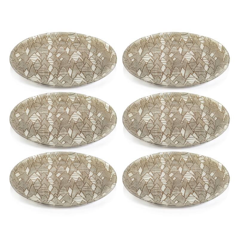 Hani 13" Alpine Tree Glass Platters, Set of 6