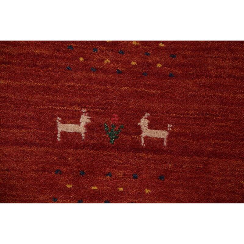 Gabbeh Area Rug Hand-Knotted Stripe Wool Carpet - 6'7"x 9'8"