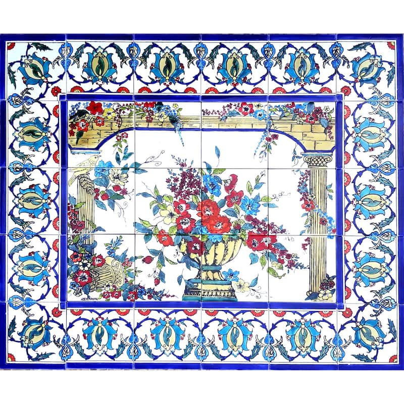 30pc Indoor Outdoor Ceramic Tile Water Fountain Mosaic Wall Mural