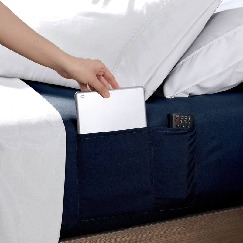 Swift Home 14-Inch Deep Pocket Soft Microfiber Storage Pocket Fitted Sheet - NAVY - Full