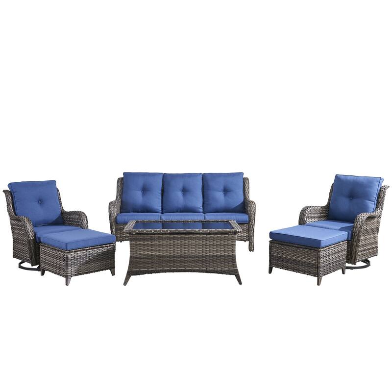 Pocassy Outdoor 4 Inch Sofa Swivel Chairs Table Ottoman