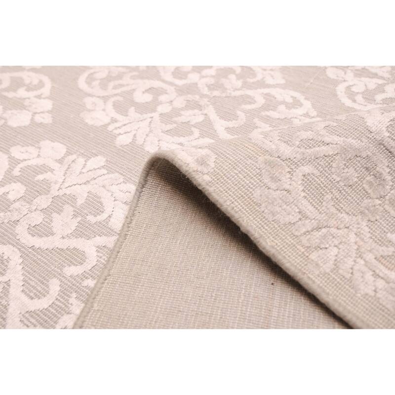 ECARPETGALLERY Hand Loomed Elysian Grey Viscose, Wool Rug - 6'6 x 9'9