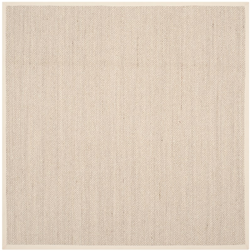 SAFAVIEH Natural Fiber Pacific Casual Border Sisal Rug - 6' Square - Marble/Beige - Square
