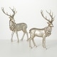 preview thumbnail 1 of 1, 17.5"H and 16.75"H Sullivans Regal Silver Deer Figurine - Set of 2, Christmas Decor Silver