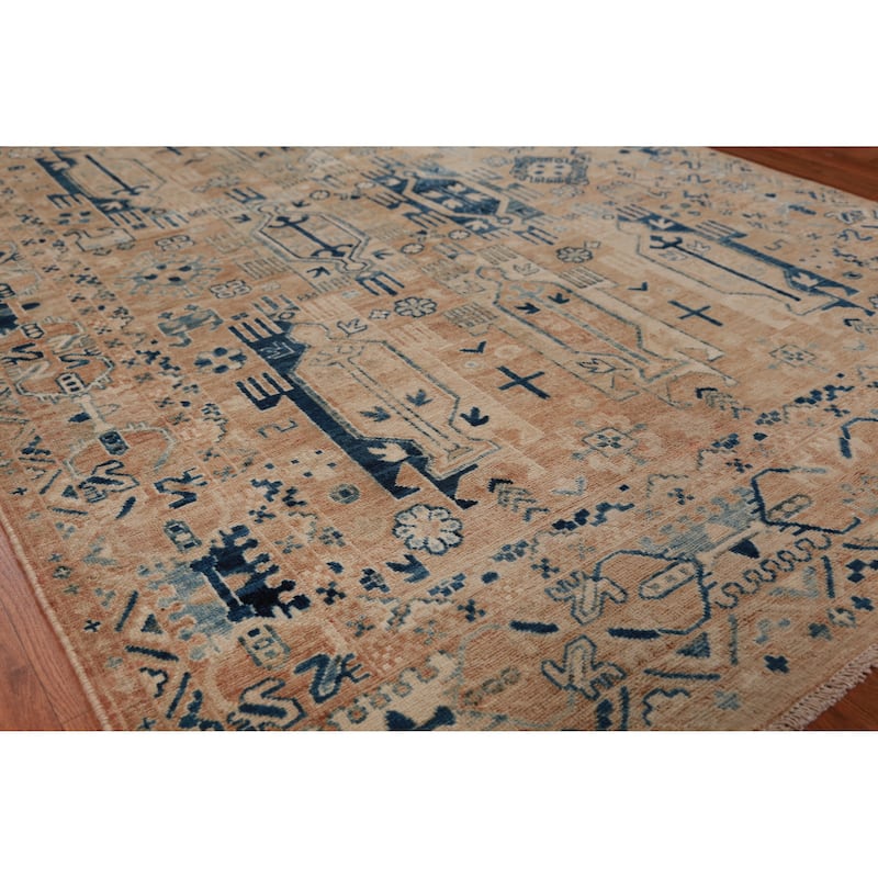 Vegetable Dye Oushak Turkish Rug Handmade Brown Wool Carpet - 4'8" x 6'8" - 4'8" x 6'8" - Brown