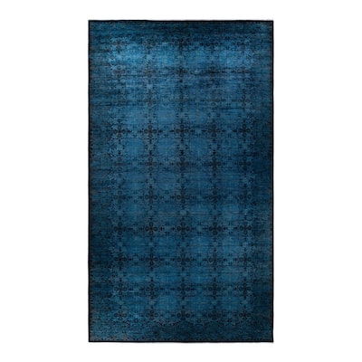 Overton Hand Knotted Wool Vintage Inspired Modern Contemporary Overdyed Black Area Rug - 10' 0" x 18' 3"
